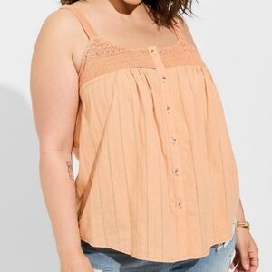 Cute Torrid Peach Crochet Cami Size 4X 26W New!